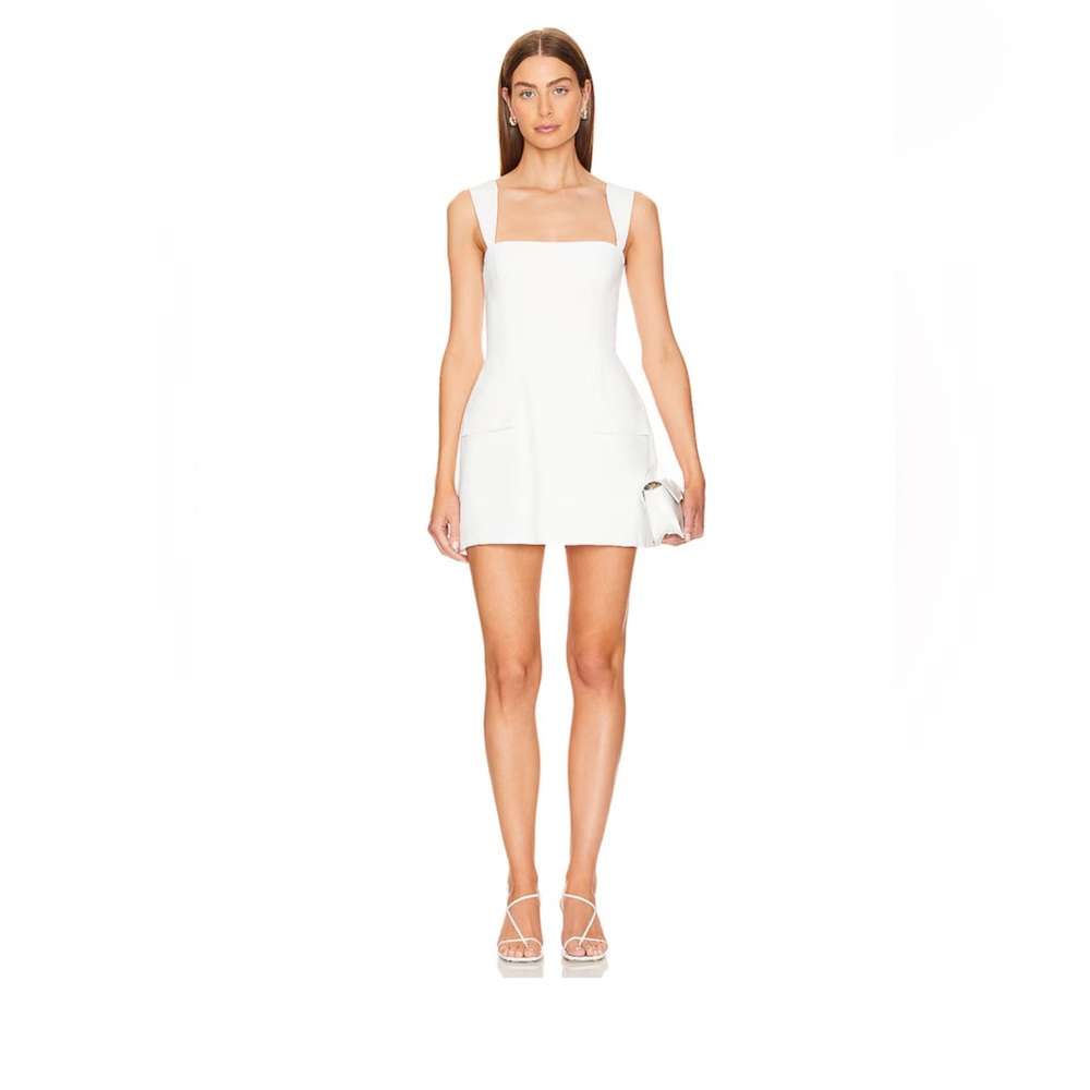 Amanda Uprichard White Square-Neck Mini Dress